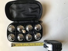 Set 8 sfere 35 mm mini bocce/petanque in metallo con borsa nera
