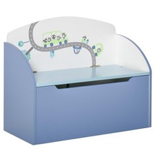 CASSAPANCA BAULE PORTAGIOCHI PANCA IN LEGNO BLU PER BAMBINI 3-8 ANNI