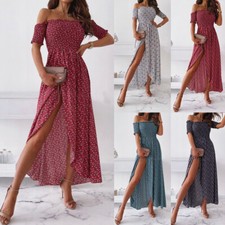 Abito Estivo Da Donna Bohémien Floreale Lungo Con Scollo A V Da Spiaggia Per ☆