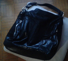 BORSA TRACOLLA NERA EFFETTO LUCIDO SPAZZOLATO VERA PELLE MADE IN ITALY