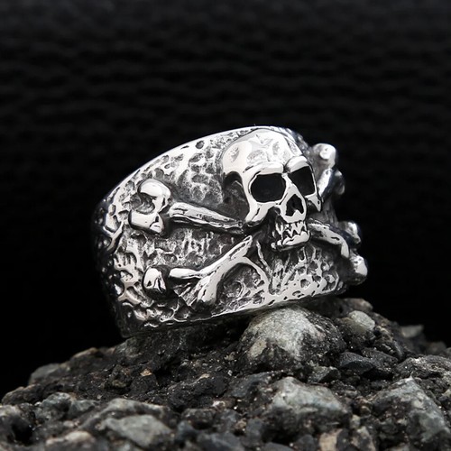 Anello uomo gotico - teschio, e