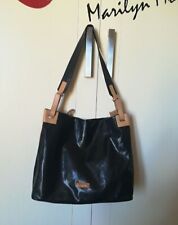 Borsa vintage shopper Sergio tacchini nera e dettagli beige similpelle