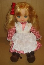 LADY GEORGIE DOLL 36 CM. RED AND WHITE CHECKED DRESS AND WHITE APRON BANDAI 1983
