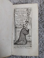 Libro Antico 1738 Confessioni Sant'Agostino Venezia Apud Nicolaum Pezzana Raro