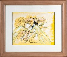 REMO BRINDISI (1918 -1996) OPERA Quadro Dipinto Tecnica mista su carta e Cornice