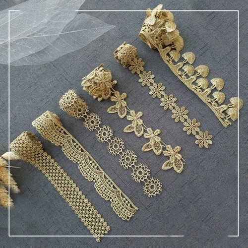 Vintage oro pizzo ricamato - oro,