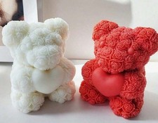 1 pz candela 3D forma orso-orsetto 10x8 cm cera di soia bomboniera battesimo 