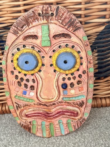 Vintage tribal face plaque - vintage,