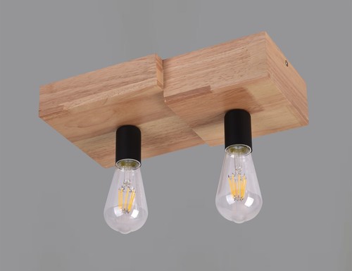 Plafoniera legno naturale e - in,