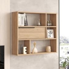 MODALCASA Mensola moderna libreria 90xH81 pensile a muro 1 ribalta rovere Kenzo