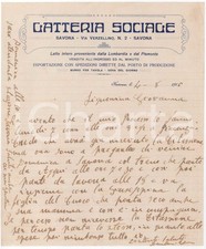 1916 SAVONA Via Verzellino - LATTERIA SOCIALE - Lettera su carta intestata