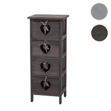 Cassettiera Forlì, Armadio, 4 Cassetti con Cuori 70x29x25cm, Look Shabby