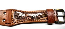 Cinturino pelle CUOIO VERO * AQUILA * cucito country western per Winchester