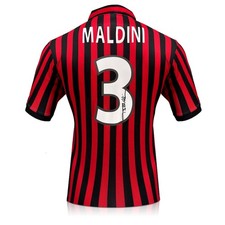 Maglia del centenario del Milan autografata da Paolo Maldini