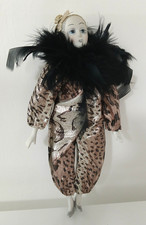 Antica Bambola in Ceramica Porcellana Pierrot 30cm Vintage da Collezione