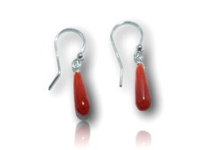 Orecchini con Corallo Rosso VERO Argento 925 da donna goccia di pietre Pendenti