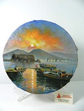 Tamburello Napoletano Dipinto a Mano Cm 14 Golfo di Napoli