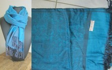Sciarpa Pashmina Lana & Seta Frangia Stola Scialle Sciarpa Uomo / Nuovo da Donna