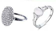 Set 2 Pezzi Anello Ispirato al Crepuscolo Bella Swan Anello di Fidanzamento Pietra di Luna Misura 8