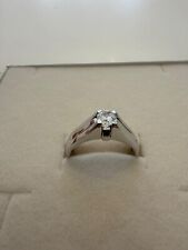 ANELLO Da Uomo Solitario In ORO BIANCO 18 Karati 750% Con Zircone Tondo Centrale