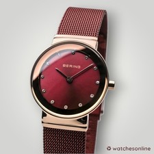 Orologio Bering 10126-363R Donna Quadrante Rosso Sunray Maglia Oro Rosa 26mm