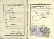 1927 BARI PASSAPORTO PER L'ESTERO COMPLETTO CON MARCHE DA BOLLO
