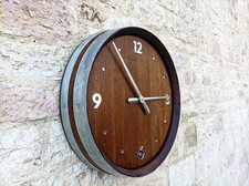 Orologio grande in legno di rovere ricavato da una barrique