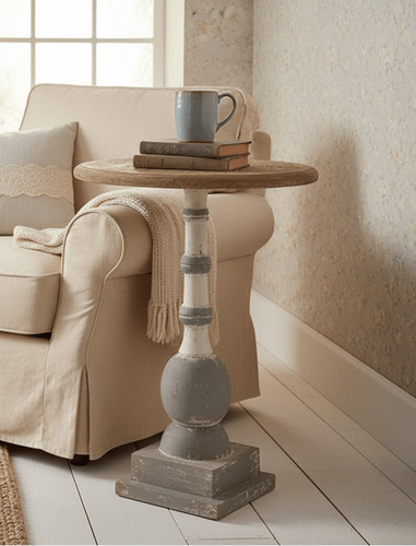 Tavolino rotondo shabby chic