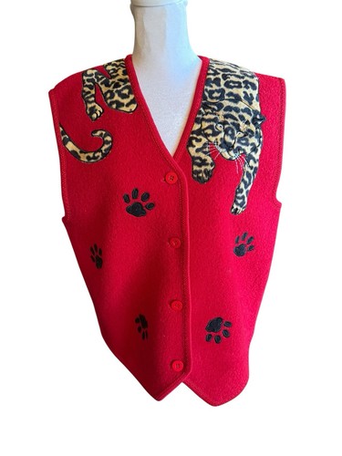 Gilet leopardato ricamato - , lana