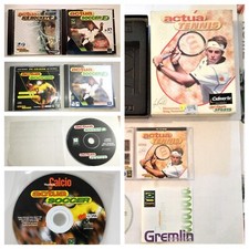 LOTTO 7 GIOCHI PC ACTUA SOCCER 2 + ICE HOCKEY 2 + TENNIS FUNZIONANTI BOX VINTAGE