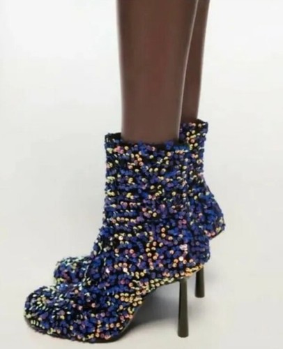 Stivaletti zara blu paillettes - stivaletti,