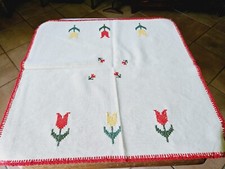 Tovaglietta Cotone Tovaglia Ricamata A Mano Punto Croce Pizzo Uncinetto 59x59 