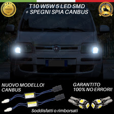 COPPIA LUCI DI POSIZIONE LED PER FIAT PANDA T10 W5W + SPEGNI SPIA 100% NO ERROR