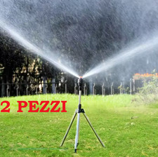 2 PEZZI Irrigatore 360° Giardino con Treppiede Inox Rotante Automatico