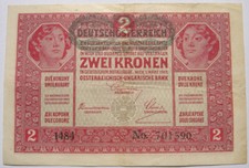 IMPERO AUSTRO UNGARICO ! 2 KRONEN 1917 CON SOVRASTAMPA