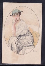 Cartolina Donna con Cappello