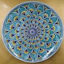 Deruta pottery - 12’’ Plate Peacock Pattern Made/painted by hand Italy
