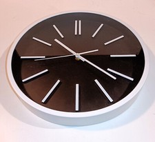 OROLOGIO DA PARETE BORDO BIANCO QUADRANTE NERO QUARTZ GRANDI DIMENSIONI CM. 35