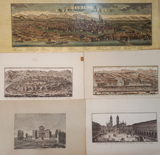 Torino Stampe Reggia di Venaria Reale Piazza Castello Racconigi Turin 5 vedute