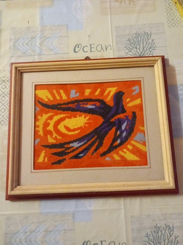 Quadro ricamato colomba nel - -,