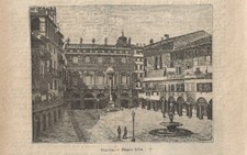 Stampa antica VERONA piazza delle Erbe Veneto 1899 Old antique print