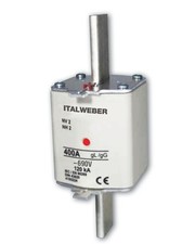 Fusibile Italweber 1520315, NH2 gG, 315A, 500V, a coltello industriale.