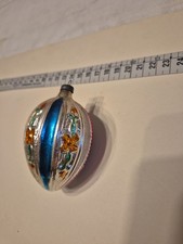 vintage anni 50_60 pallina di natale in vetro a goccia floreale cm 8