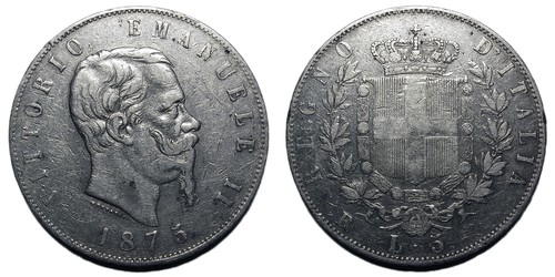 Lire 1875 piccola r - 1875,