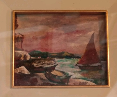 Vecchio olio tavola marina - vecchio,