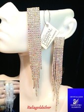 Orecchini Donna Pendenti SWAROVSKI ORIGINALI Argento Cristalli Gioielli sposa