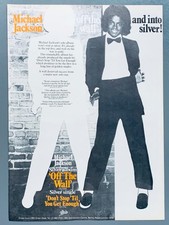 MICHAEL JACKSON 1979 POSTER PUBBLICITARIO ORIGINALE FUORI DAL MURO ARGENTO DON'T STOP 'TIL