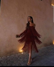 Abito Zara Frange Limited Edition Terracotta 