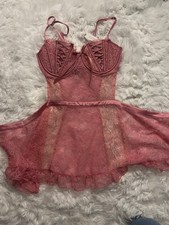 Babydoll donna rosa pizzo