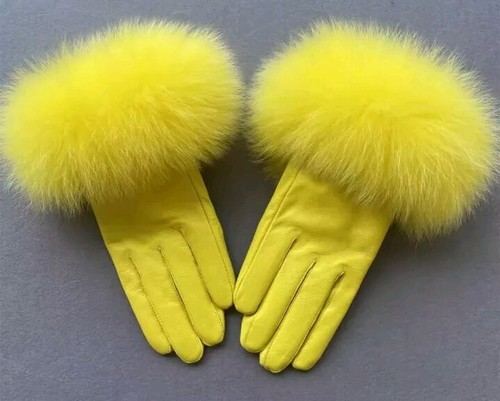 Guanti pelle pelliccia - pelle,